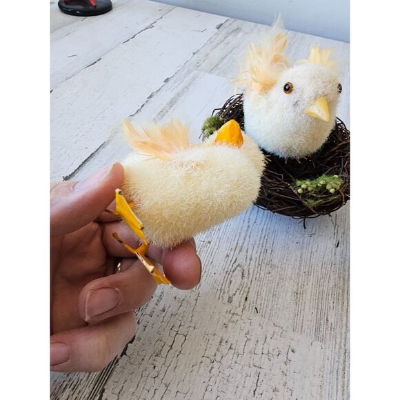 Vintage fluffy bird nest baby ducks Easter spring for life-size unique feathers - Picture 4 of 11